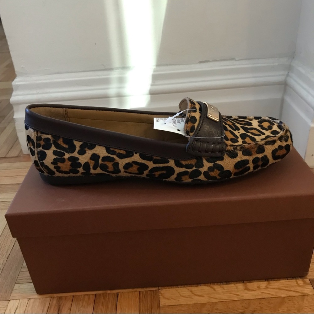 Coach Leopard Print Calf Hair Loafers in Brown and Black - Picture 6 of 16
